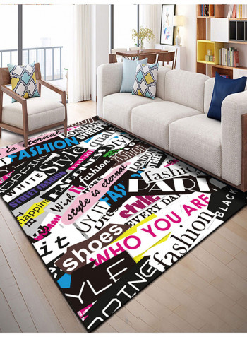 Letters Pattern Anti-Slip Soft Floor Mat Multicolour 80(W)x120(L)centimeter