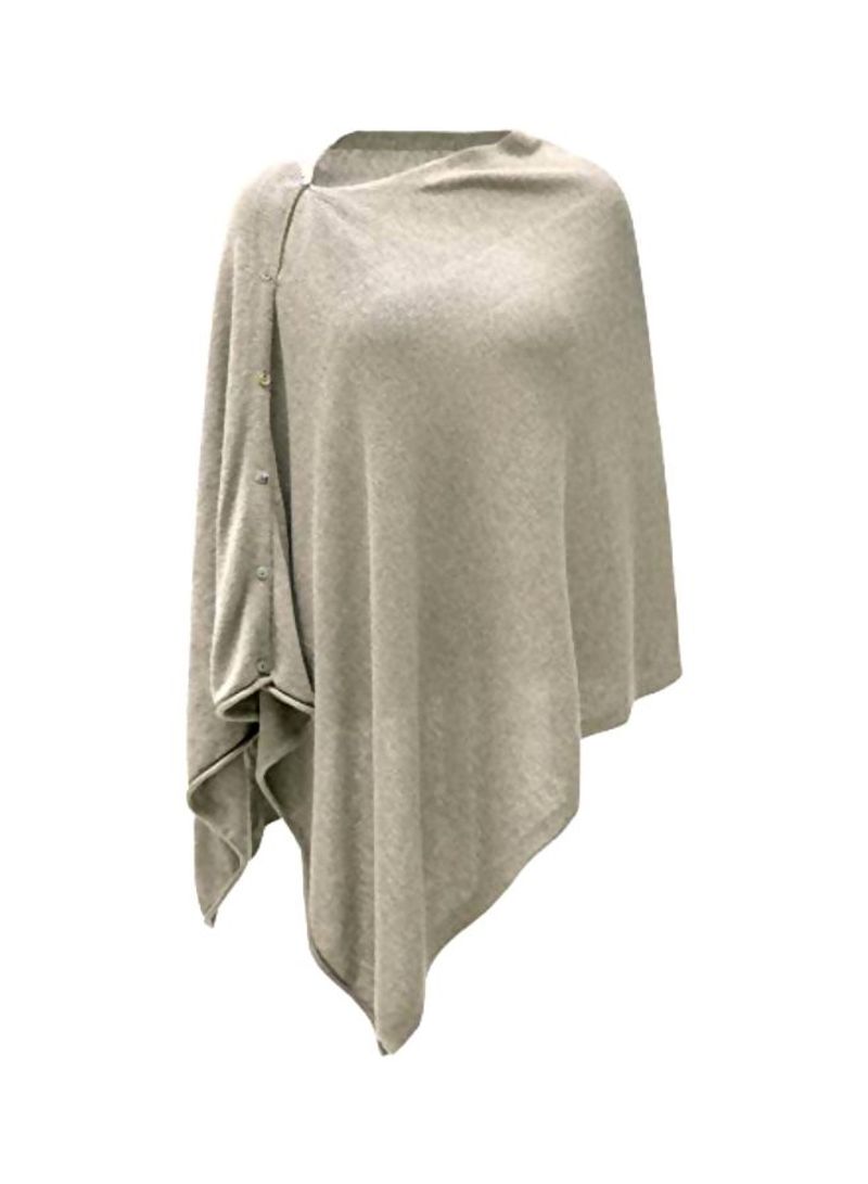 Cashmere Buttoned Poncho Green