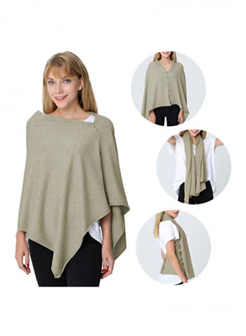 Cashmere Buttoned Poncho Green