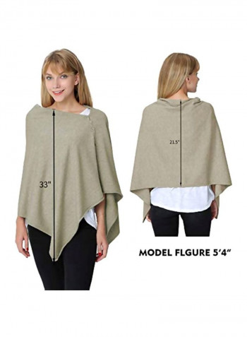 Cashmere Buttoned Poncho Green