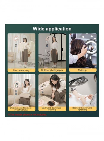 JMT2 Pro 360° Rotatable Mini Ring Photography Light With Stand Mirror White