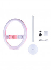 Bi-Colour LED Photography Ring Light 27.5x1.8x26.7centimeter White/Pink