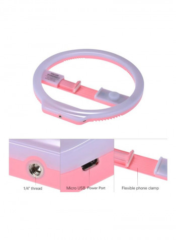 Bi-Colour LED Photography Ring Light 27.5x1.8x26.7centimeter White/Pink