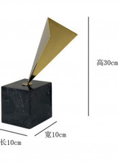 Metal Marble Geometric Ornament Black/Gold 30 x 10 x 10cm