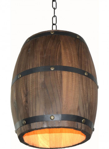 Retro Distinctive Wooden Barrel Hanging Decoration Lamp Brown