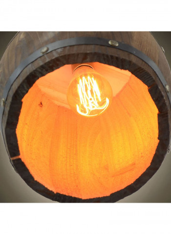Retro Distinctive Wooden Barrel Hanging Decoration Lamp Brown