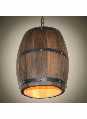 Retro Distinctive Wooden Barrel Hanging Decoration Lamp Brown
