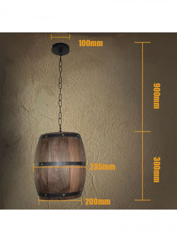 Retro Distinctive Wooden Barrel Hanging Decoration Lamp Brown