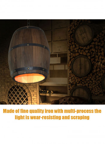 Retro Distinctive Wooden Barrel Hanging Decoration Lamp Brown