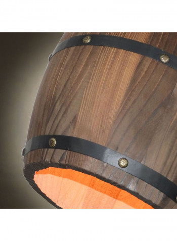 Retro Distinctive Wooden Barrel Hanging Decoration Lamp Brown