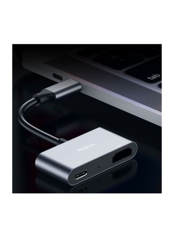 Type-C To HDMI With PD Adapter Cable Black/Silver
