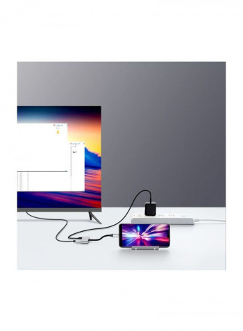 Type-C To HDMI With PD Adapter Cable Black/Silver