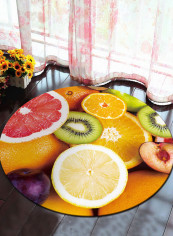 Lemons Pattern Soft Round Mat Multicolour 100x100centimeter