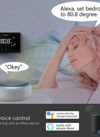 Wifi Programmable Thermostat With 4" Touchscreen Compatible with Alexa Google Home Black 14.00X5.70X10.00cm