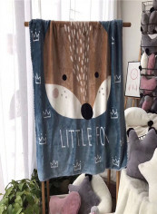 Soft Fox Pattern Baby Blanket Cotton Multicolour 230x250centimeter