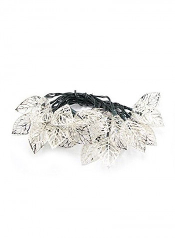 10 LED Hollow Metal Leaf String Light Grey 11x10centimeter