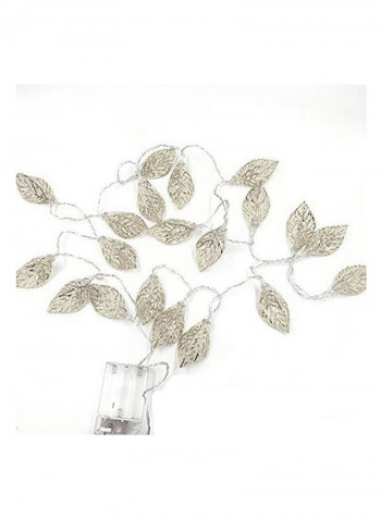 10 LED Hollow Metal Leaf String Light Grey 11x10centimeter