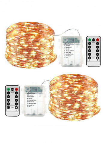 2 Pack Remote Control Fairy Lights White 8x15centimeter