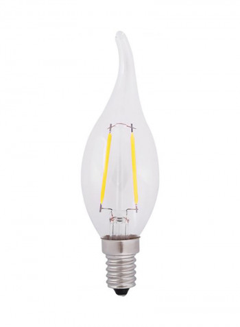 2W LED Filament Candle Lamp With Tip White 14x15centimeter