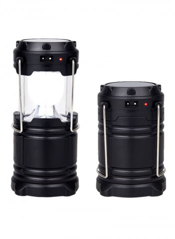 Solar Power Outdoor Portable Lantern Black 8x13centimeter