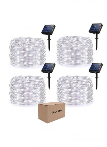4 Pack 50 LED Solar String Lights White 10x14centimeter