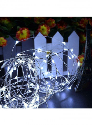 4 Pack 50 LED Solar String Lights White 10x14centimeter