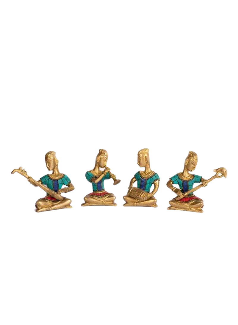 4-Piece Brass Musical Men Set Gold 10x6x4centimeter