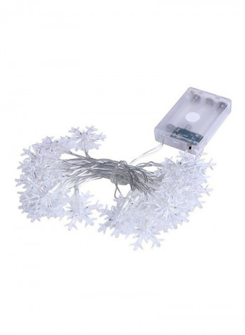 40 LED Snow Flakes String Fairy Light White 13x13centimeter
