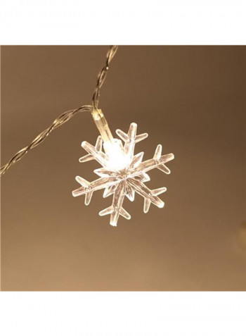 40 LED Snow Flakes String Fairy Light White 13x13centimeter