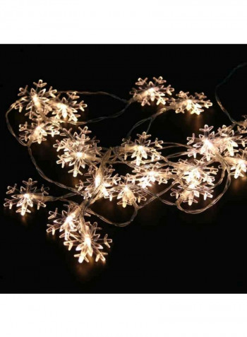 40 LED Snow Flakes String Fairy Light White 13x13centimeter