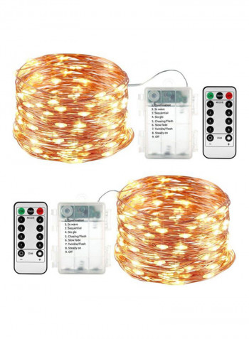 2 Pack 8 Modes Fairy Lights With Remote Control White 8x15centimeter