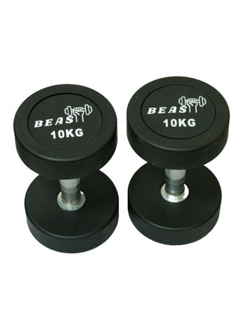 2-Piece Round Rubber Encased Dumbbell Pair 10kg