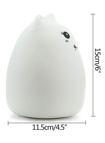 USB Rechargeable Silicone Soft Cat Night Light White/Black/Red 15x11.5centimeter