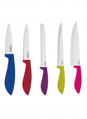 5-Piece Knife Block Set With Wooden Block And Chopping Board Multicolour