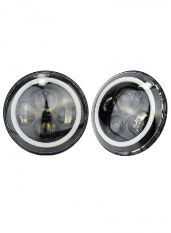 Pair Of Signal Halo Angle LED Headlight For 97-15 Jeep Wrangler