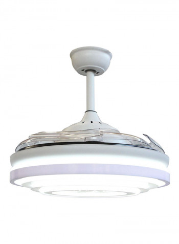 LED Ceiling Lamp With Fan Remote Control White 28x54centimeter