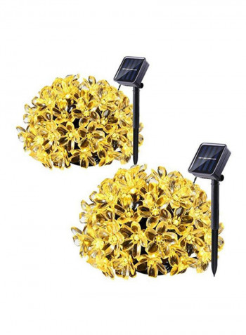 2 Pack 50 LED Solar Christmas String Lights Yellow 10x13centimeter