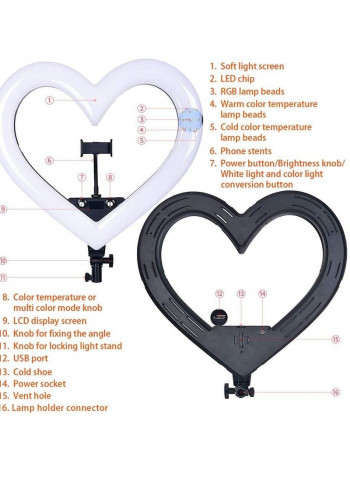 Heart-Shaped LED Ring Fill Light 18-Inch White