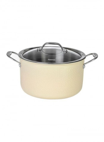 Brigitte Stainless Steel Saucepan With Lid Beige/Silver/Clear 5L