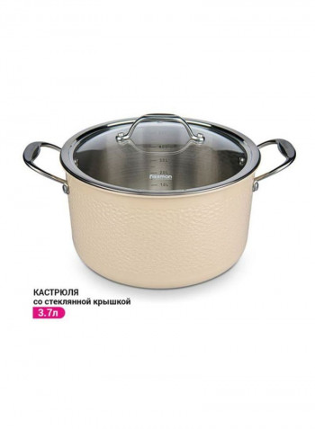 Brigitte Stainless Steel Saucepan With Lid Beige/Silver/Clear 5L