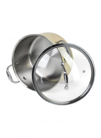 Brigitte Stainless Steel Saucepan With Lid Beige/Silver/Clear 5L