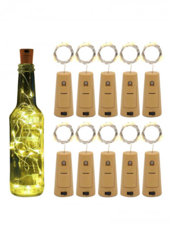 10-Piece  20LEDs Bottle Lights With Screwdriver Battery Operated  Cork Beige 41x44centimeter