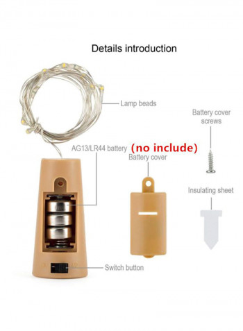 10-Piece  20LEDs Bottle Lights With Screwdriver Battery Operated  Cork Beige 41x44centimeter