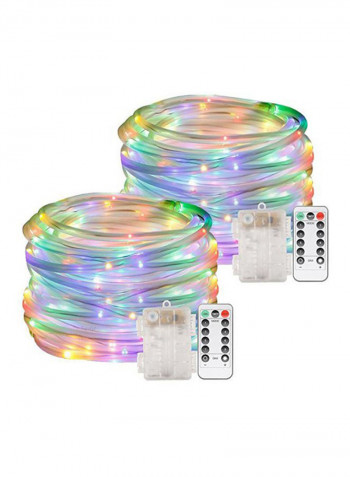 2 Pack 200 LED String Lights With Remote Control White 14x13centimeter