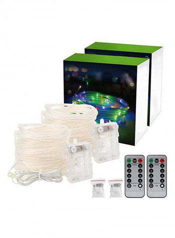 2 Pack 200 LED String Lights With Remote Control White 14x13centimeter