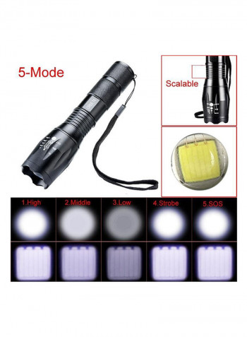 3000 Lumens Zoomable Flashlight Black 5x5cm