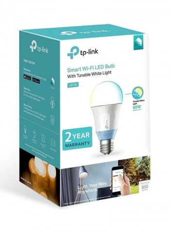 Smart Wi-Fi LED Bulb With Dimmable Light White 8x11centimeter