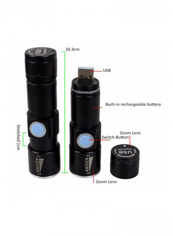 Usb Handy LED Rechargeable Torch White 9x10centimeter