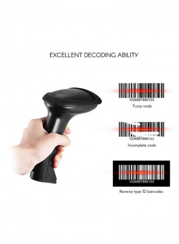 24G Wireless 1D Barcode Scanner Black