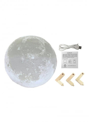 3D USB LED Moon Lamp White/Beige 19cm